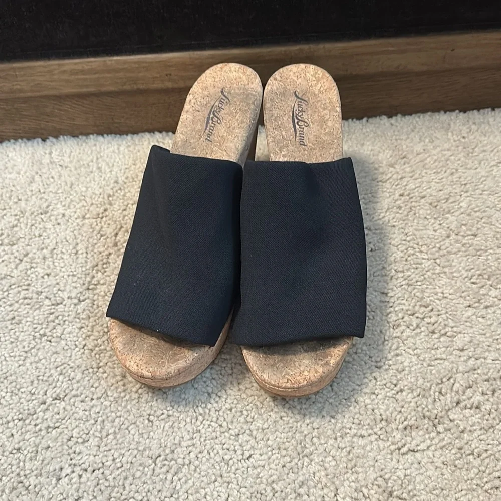 Lucky Brand Marilynn Wedges – Cork & Black – Size 9.5 - Picture 5 of 6